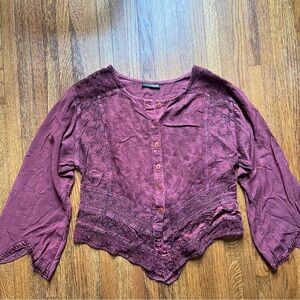 Vtg Whimsigoth L’Pogee top blouse L bell sleeves boho asymmetrical witchy